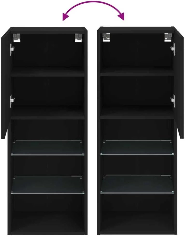 TV spintelė su LED lemputėmis, juodos spalvos, 40,5x30x102cm