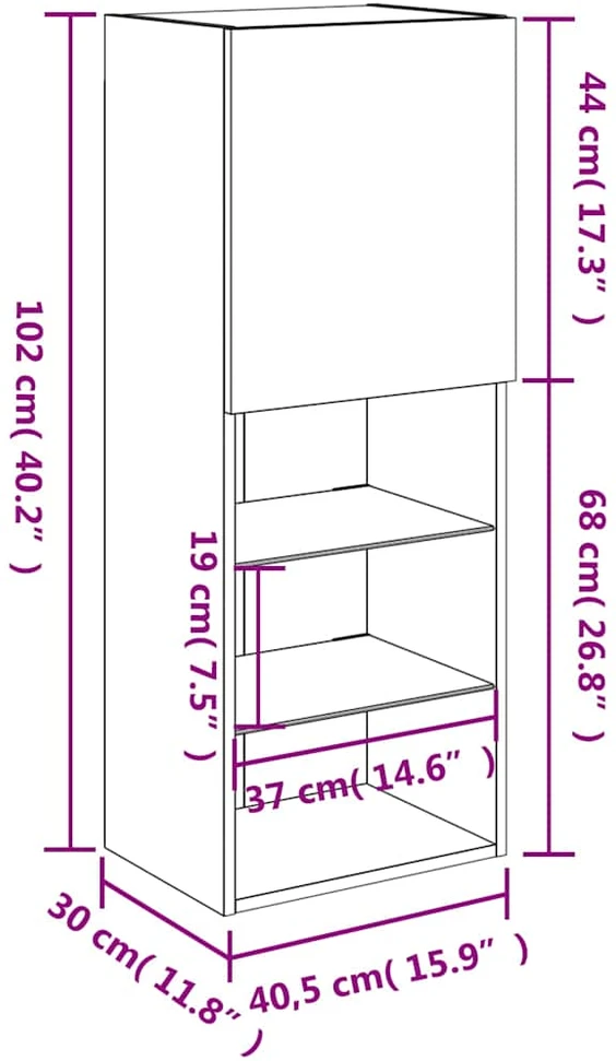 TV spintelė su LED lemputėmis, juodos spalvos, 40,5x30x102cm
