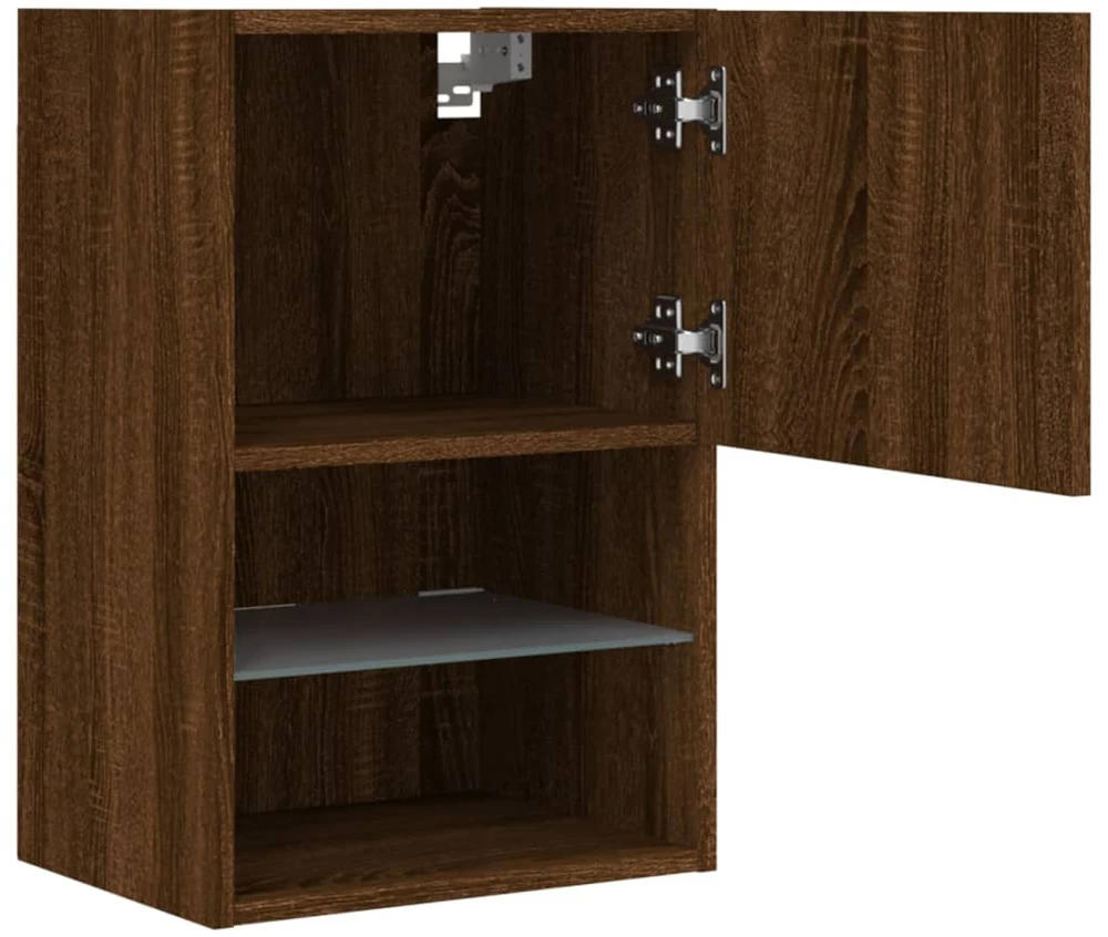 TV staliukas TV spintelė su LED lemputėmis, ruda ąžuolo, 40,5x30x60cm