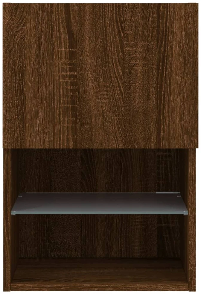 TV staliukas TV spintelė su LED lemputėmis, ruda ąžuolo, 40,5x30x60cm