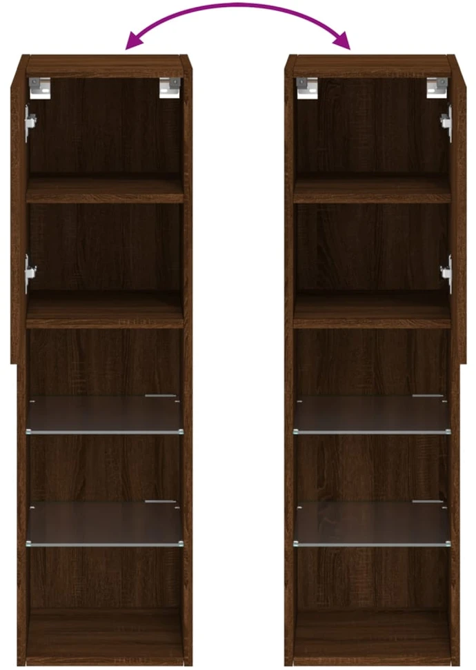 TV staliukas TV spintelė su LED lemputėmis, ruda ąžuolo, 30,5x30x102cm