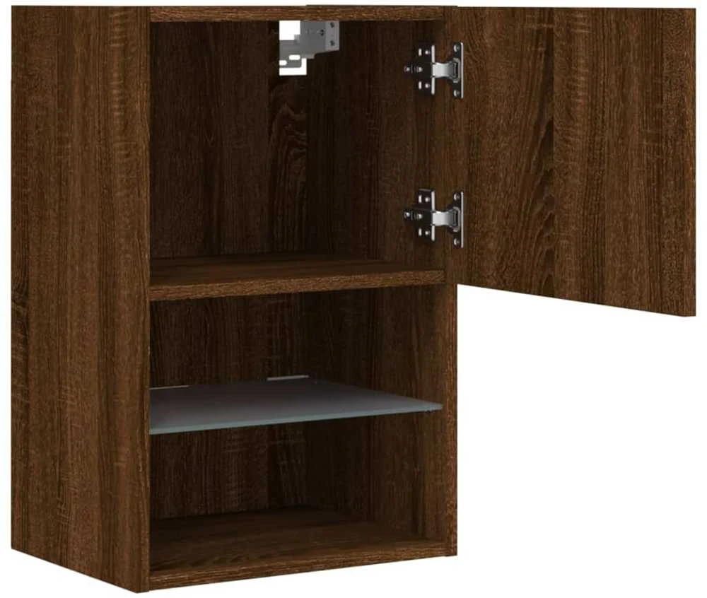 TV staliukas TV spintelė su LED lemputėmis, ruda ąžuolo, 40,5x30x60cm