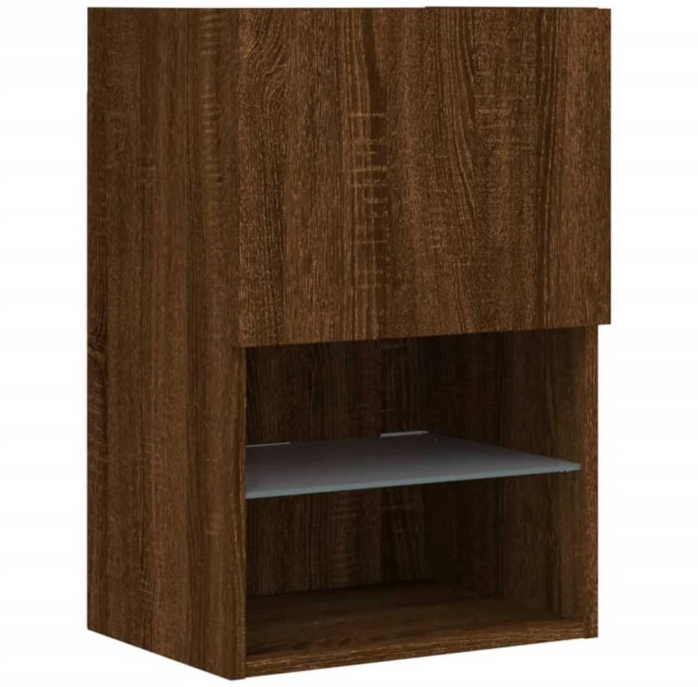 TV staliukas TV spintelė su LED lemputėmis, ruda ąžuolo, 40,5x30x60cm