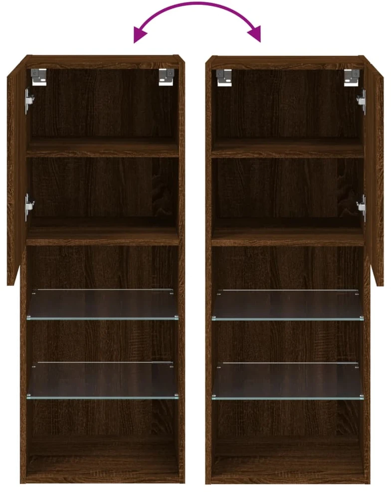 TV staliukas TV spintelė su LED lemputėmis, ruda ąžuolo, 40,5x30x102cm