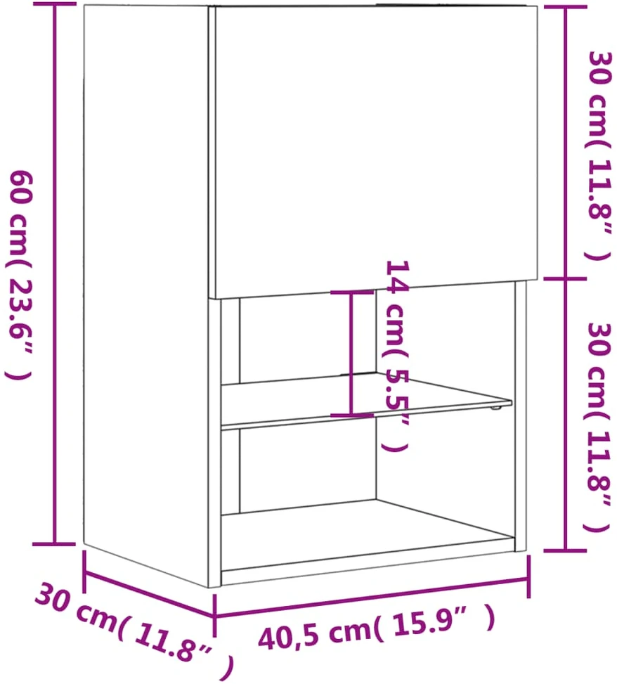TV staliukas TV spintelė su LED lemputėmis, ruda ąžuolo, 40,5x30x60cm