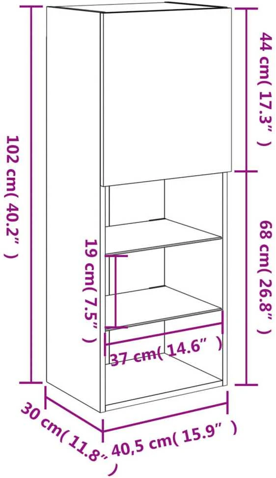 TV staliukas TV spintelė su LED lemputėmis, ruda ąžuolo, 40,5x30x102cm