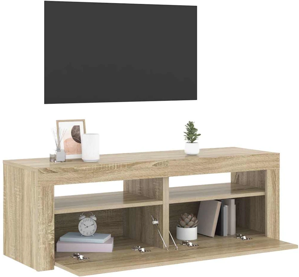 TV staliukas TV spintelė su LED, sonoma ąžuolo, 120x35x40 cm