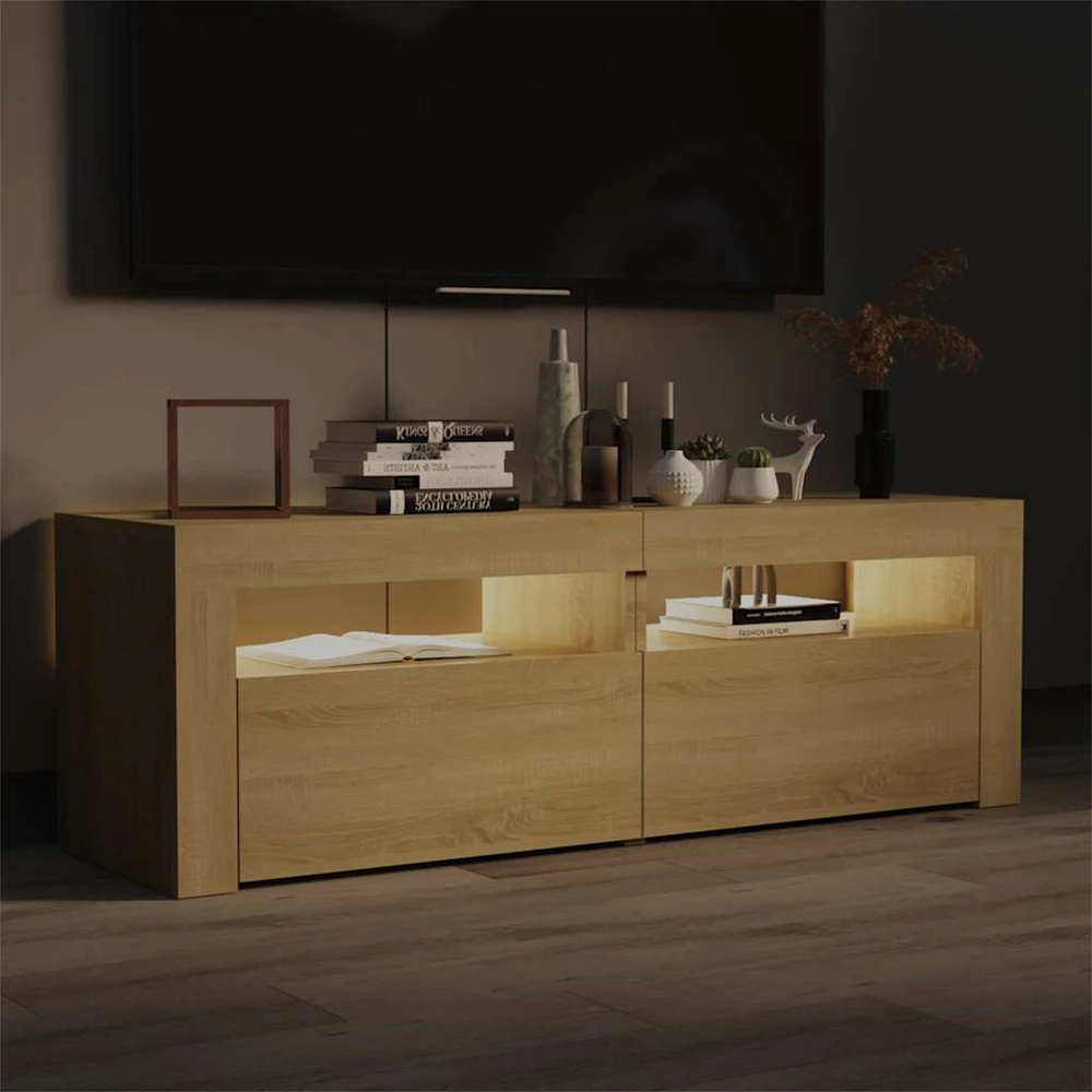 TV staliukas TV spintelė su LED, sonoma ąžuolo, 120x35x40 cm