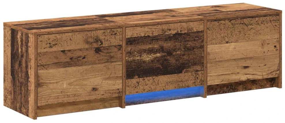 TV staliukas TV spintelė su LED su stalčių Senas medis 140 x 34 x 40 cm