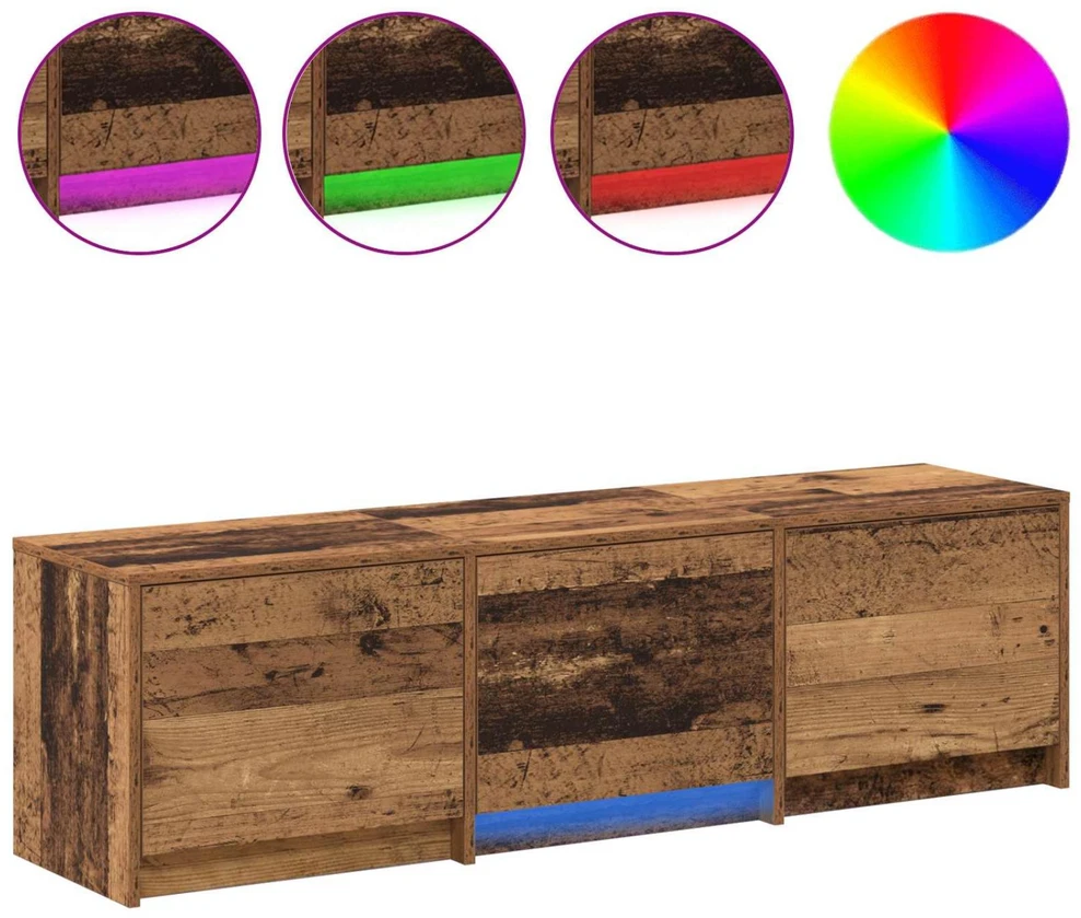 TV staliukas TV spintelė su LED su stalčių Senas medis 140 x 34 x 40 cm