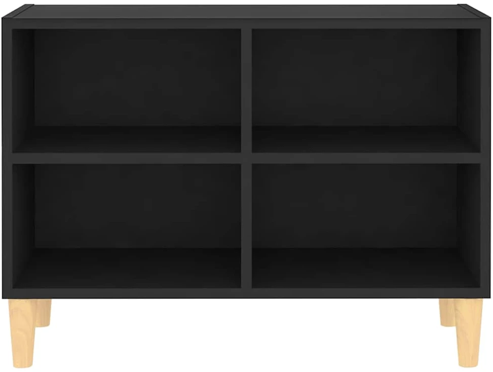 TV staliukas TV spintelė su medinėmis kojelėmis, juoda, 69,5x30x50cm