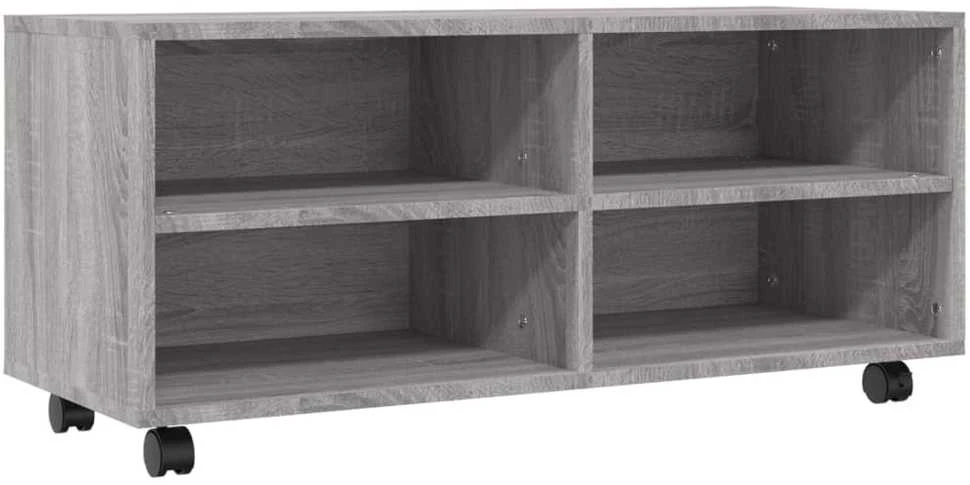 TV staliukas TV spintelė su ratukais, pilka ąžuolo, 90x35x35cm, mediena
