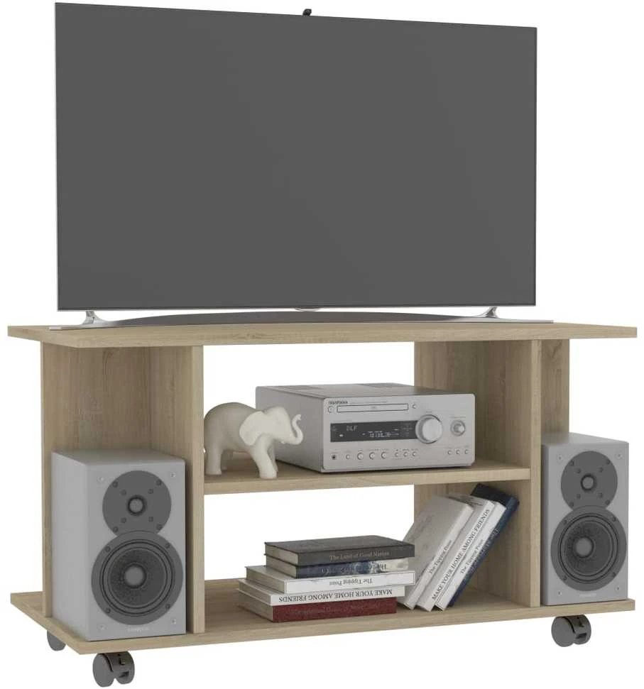 TV staliukas TV spintelė su ratukais, sonoma ąžuolo sp., 80x40x45cm, mediena