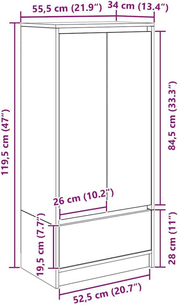 TV spintelė su stalčiumi, 55,5x34x119,5 cm, mediena
