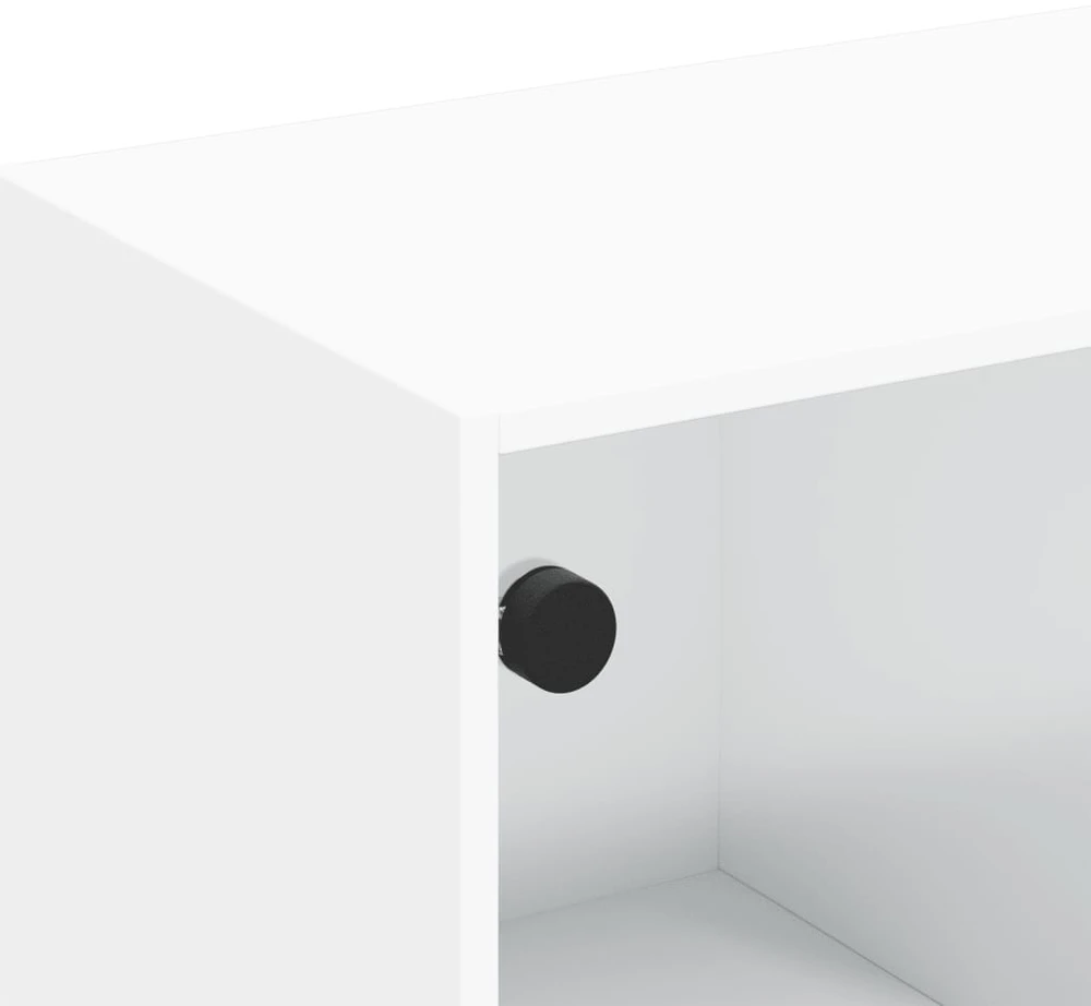 TV staliukas TV spintelė su stiklinėmis durelėmis, balta, 102x37x42cm