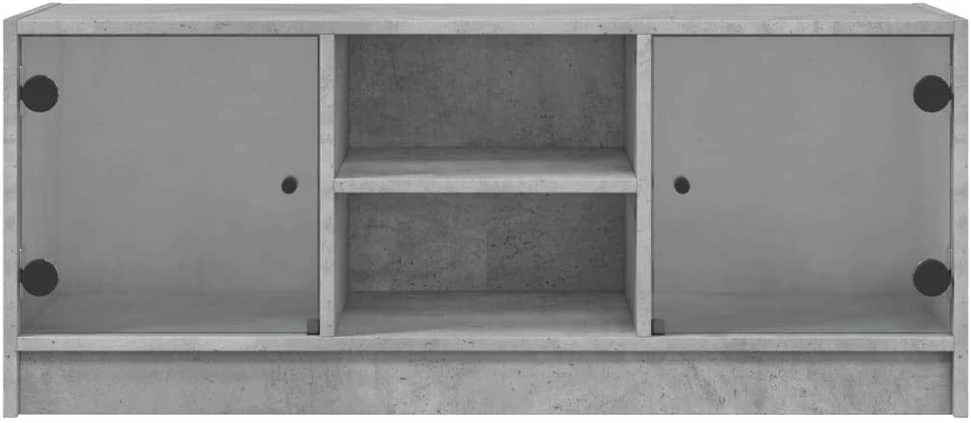 TV staliukas TV spintelė su stiklinėmis durelėmis, betono, 102x37x42cm