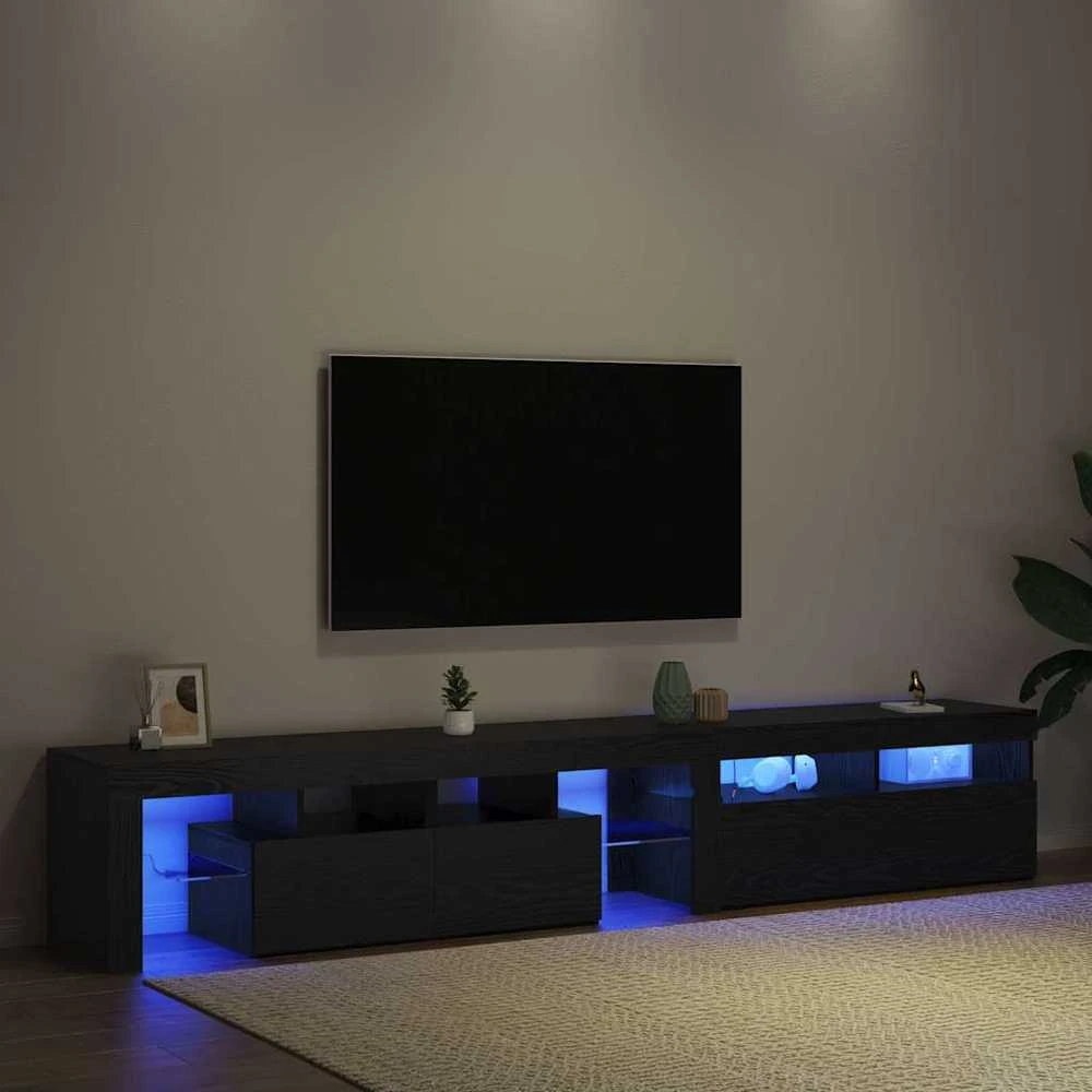 TV staliukas Televizoriaus spintelė 2 vnt. Juodas ąžuolas Apdirbta mediena