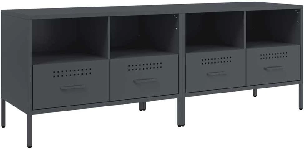 TV staliukas TV spintelės, 2vnt., antracito, 68x39x50,5cm, plienas