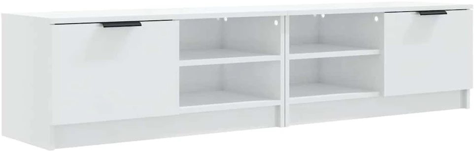 TV staliukas TV spintelės, 2vnt., baltos, 80x35x36,5cm, mediena, blizgios
