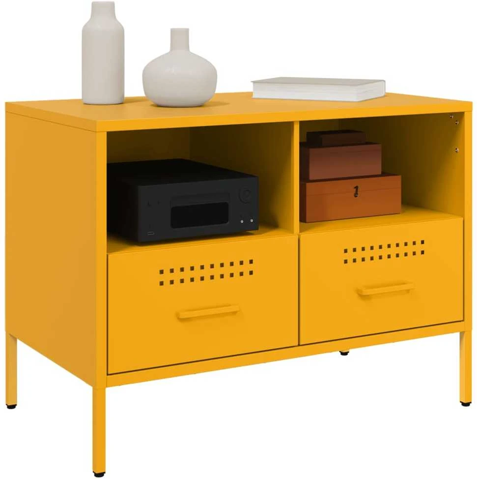 TV staliukas TV spintelės, 2vnt., garstyčių, 68x39x50,5cm, plienas