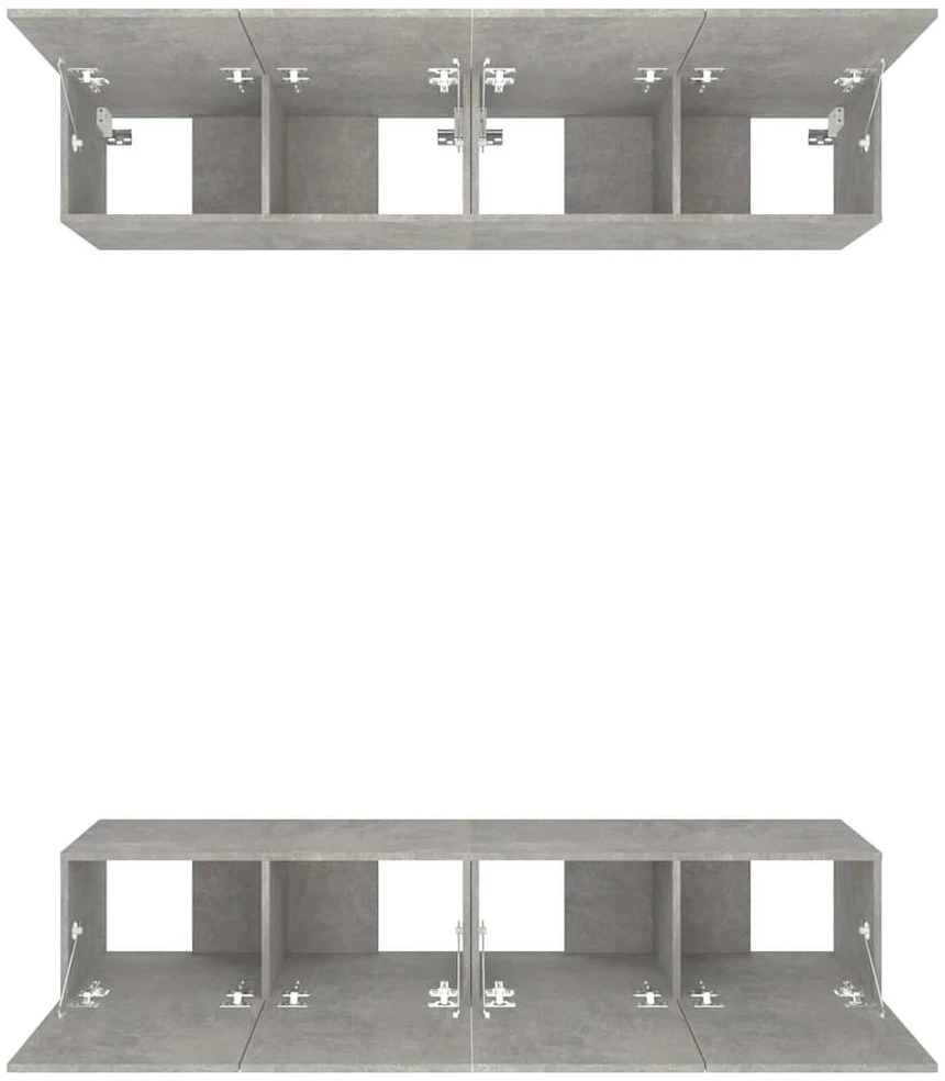 TV staliukas TV spintelės, 4vnt., betono pilkos, 80x30x30cm, mediena
