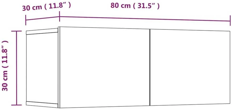 TV staliukas TV spintelės, 4vnt., dūminio ąžuolo, 80x30x30cm, mediena
