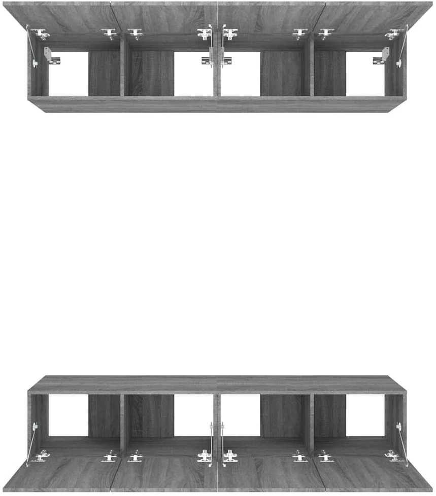 TV staliukas TV spintelės, 4vnt., pilkos ąžuolo, 80x30x30cm, mediena