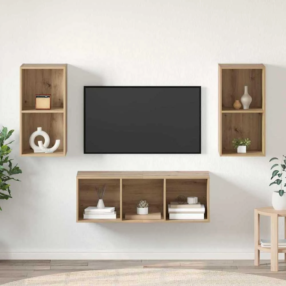 TV staliukas TV spintelių komplektas Amatininkų ąžuolas Apdirbta mediena