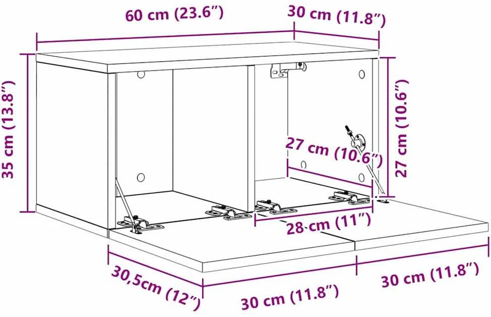 TV staliukas TV spintelių komplektas 60 x 30 x 30 cm Ruda Apdirbta mediena