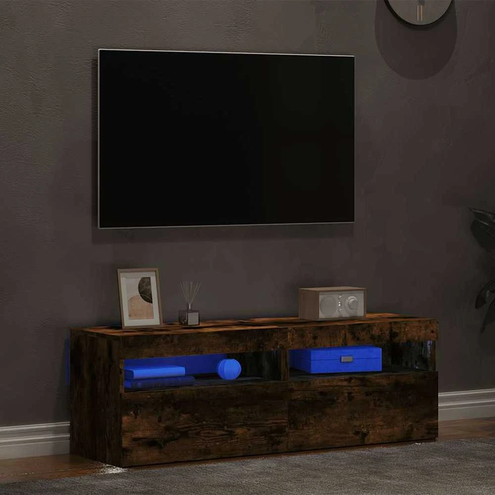TV staliukas TV spintelės su LED, 2vnt., dūminio ąžuolo, 60x35x40cm