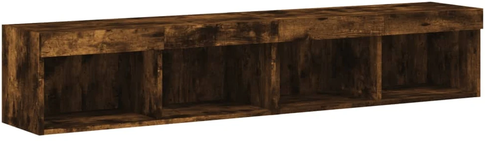 TV staliukas TV spintelės su LED, 2vnt., dūminio ąžuolo, 80x30x30cm