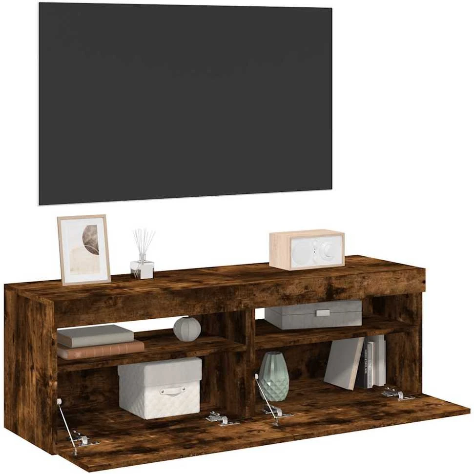 TV staliukas TV spintelės su LED, 2vnt., dūminio ąžuolo, 60x35x40cm