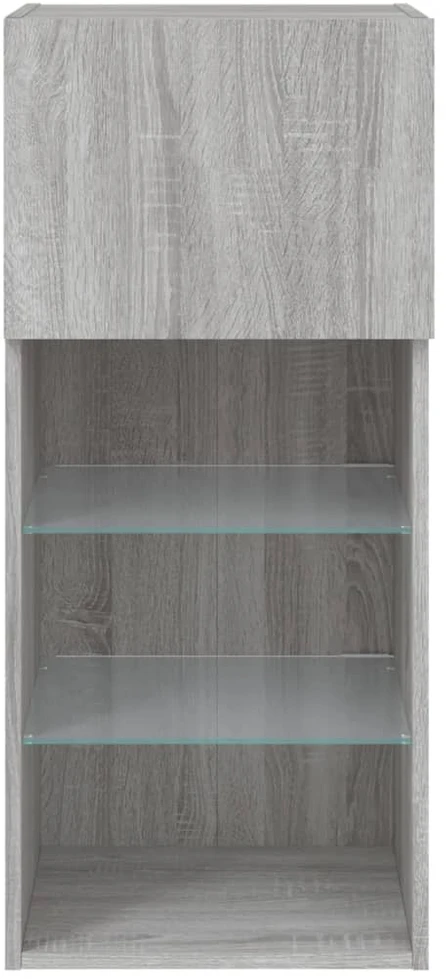 TV staliukas TV spintelės su LED, 2vnt., pilkos ąžuolo, 40,5x30x90cm