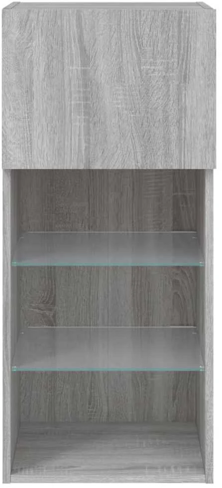 TV staliukas TV spintelės su LED, 2vnt., pilkos ąžuolo, 40,5x30x90cm