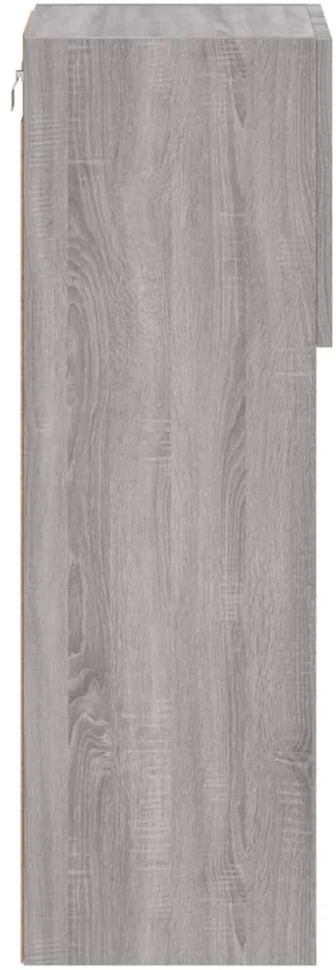 TV staliukas TV spintelės su LED, 2vnt., pilkos ąžuolo, 30,5x30x90cm