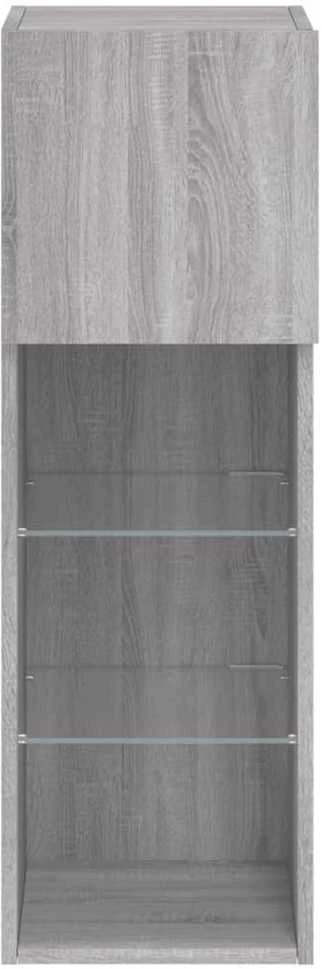 TV staliukas TV spintelės su LED, 2vnt., pilkos ąžuolo, 30,5x30x90cm