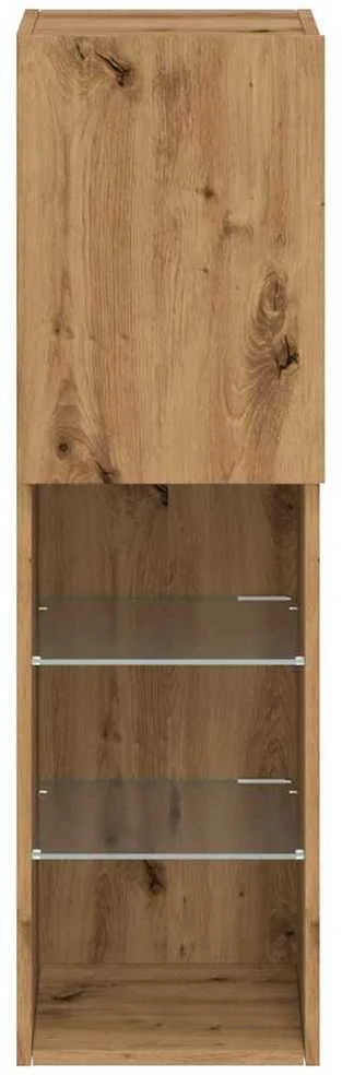 TV staliukas TV spintelės su LED, 2vnt., rudos ąžuolo, 30,5x30x102cm
