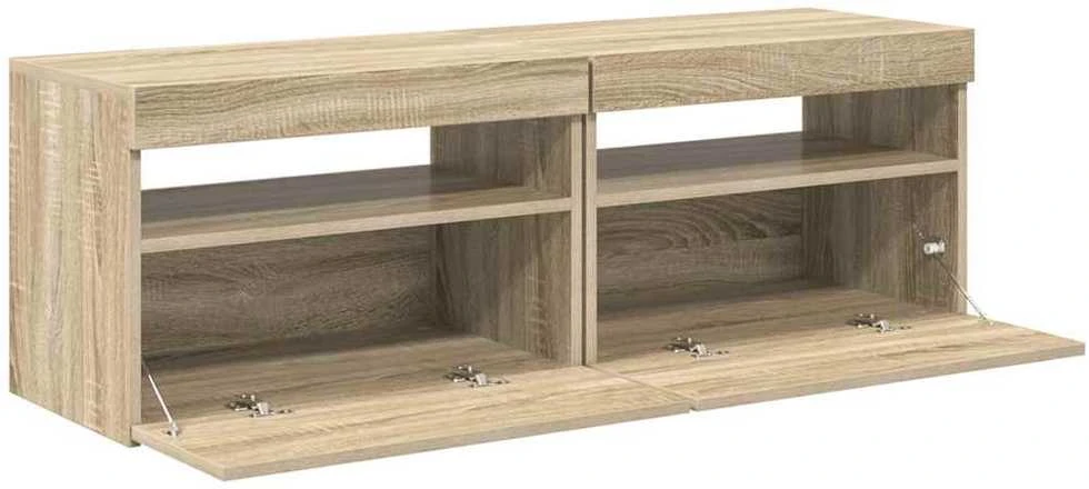 TV staliukas TV spintelės su LED apšvietimu, 2vnt., ąžuolo, 60x35x40cm