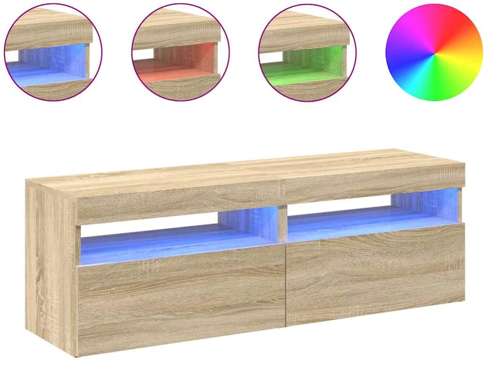 TV staliukas TV spintelės su LED apšvietimu, 2vnt., ąžuolo, 60x35x40cm