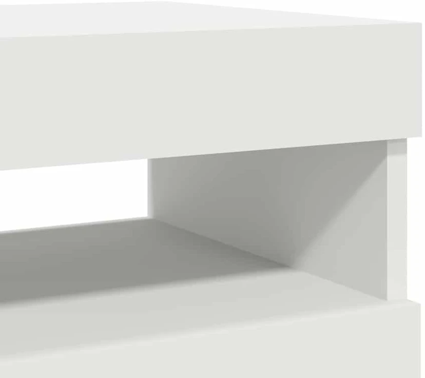 TV staliukas TV spintelės su LED apšvietimu, 2vnt., baltos, 60x35x40cm