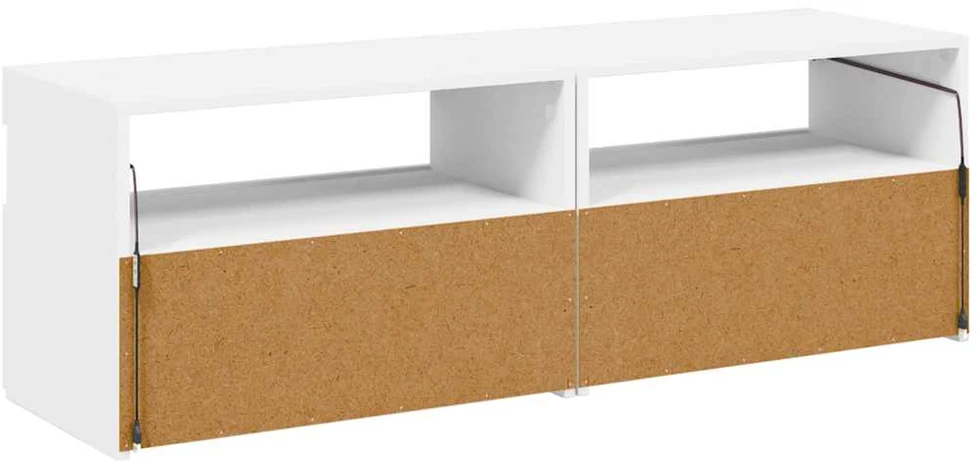 TV staliukas TV spintelės su LED apšvietimu, 2vnt., baltos, 60x35x40cm