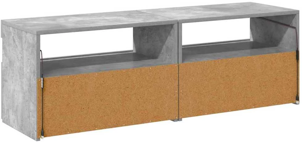 TV staliukas TV spintelės su LED apšvietimu, 2vnt., pilkos, 60x35x40cm