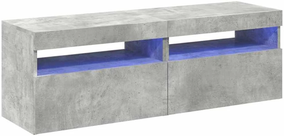 TV staliukas TV spintelės su LED apšvietimu, 2vnt., pilkos, 60x35x40cm