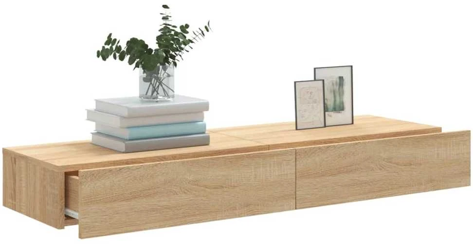 TV staliukas TV spintelės su LED lemputėmis, 2vnt., ąžuolo, 60x35x15,5cm