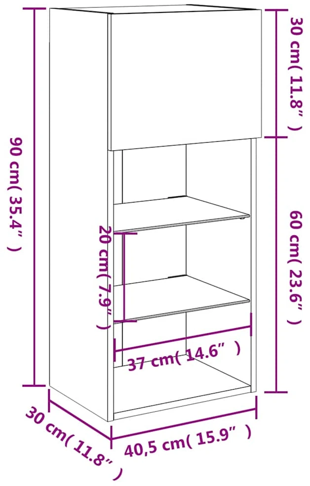 TV staliukas TV spintelės su LED lemputėmis, 2vnt., ąžuolo, 40,5x30x90cm