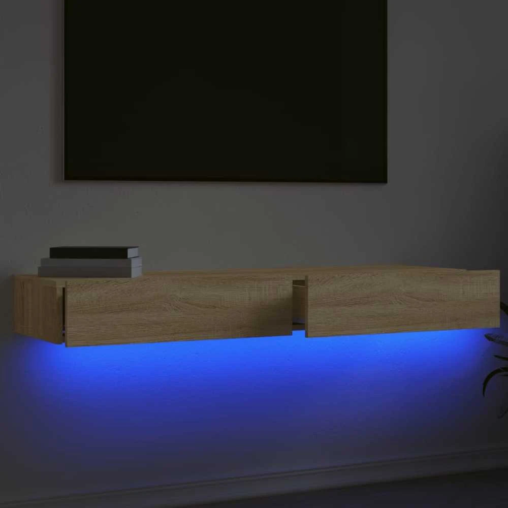 TV staliukas TV spintelės su LED lemputėmis, 2vnt., ąžuolo, 60x35x15,5cm