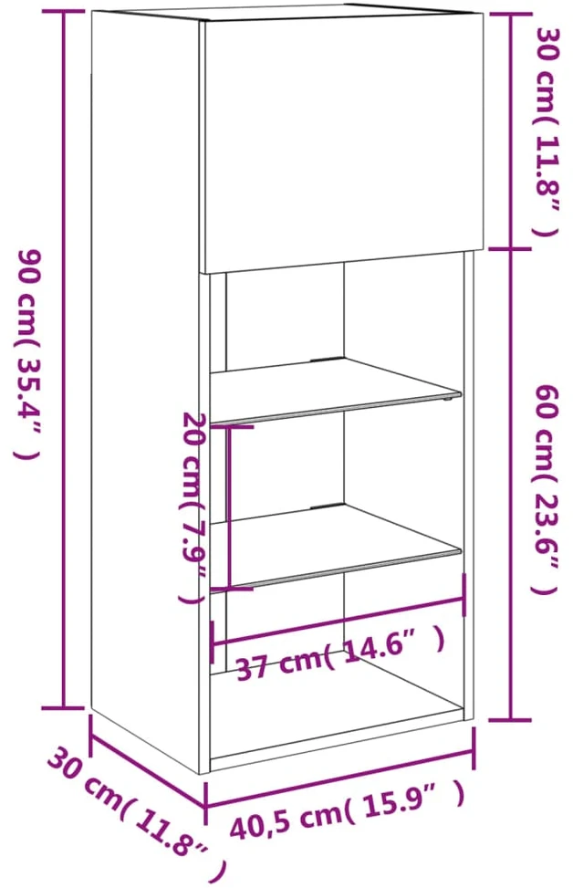 TV staliukas TV spintelės su LED lemputėmis, 2vnt., ąžuolo, 40,5x30x90cm