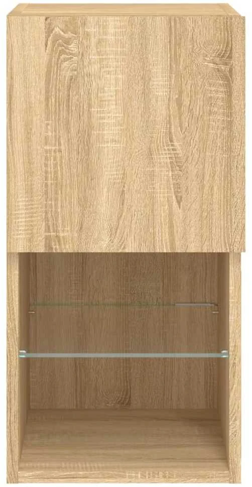 TV staliukas TV spintelės su LED lemputėmis, 2vnt., ąžuolo, 30,5x30x60cm