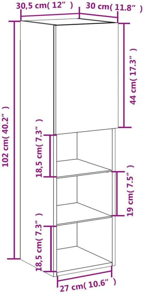 TV staliukas TV spintelės su LED lemputėmis, 2vnt., ąžuolo, 30,5x30x102cm