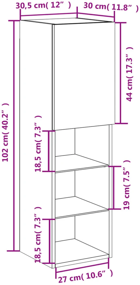 TV staliukas TV spintelės su LED lemputėmis, 2vnt., ąžuolo, 30,5x30x102cm